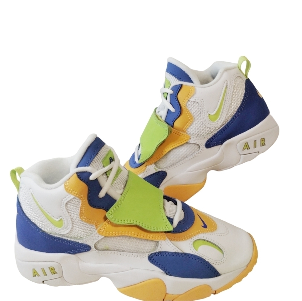 Nike AIR SPEED TURF (GRADE SCHOOL) 6Y Wht/Atomic Green/Blue NEW